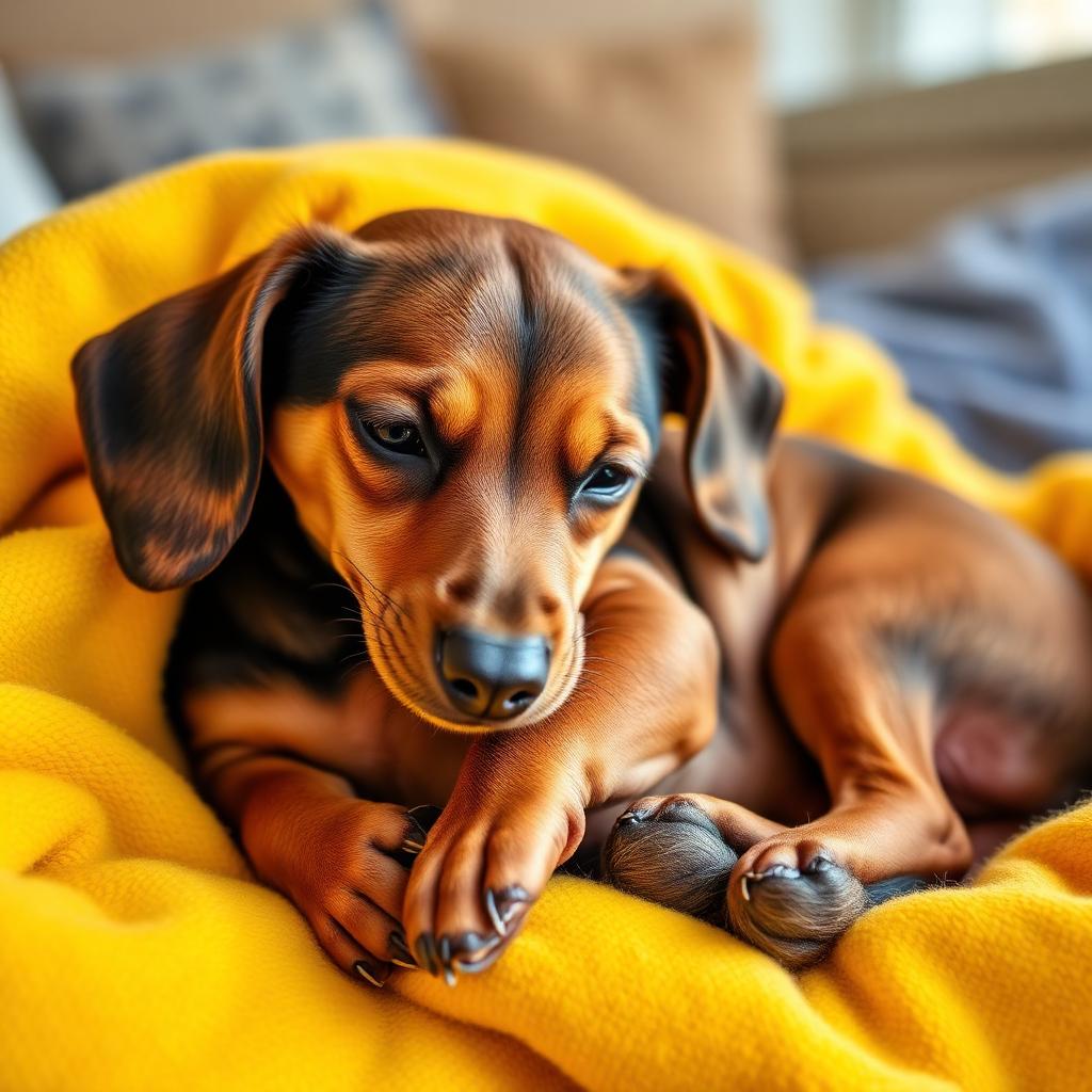 Cozy sleeping dachshund